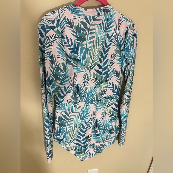 AXESEA Women’s Rash Guard Long Sleeve One Piece Swimsuit Ruched Zip Front Sz 14 - Picture 4 of 11